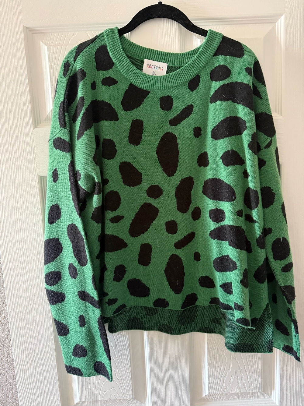 Green Animal-Spot Crewneck Sweater by Sanctuary